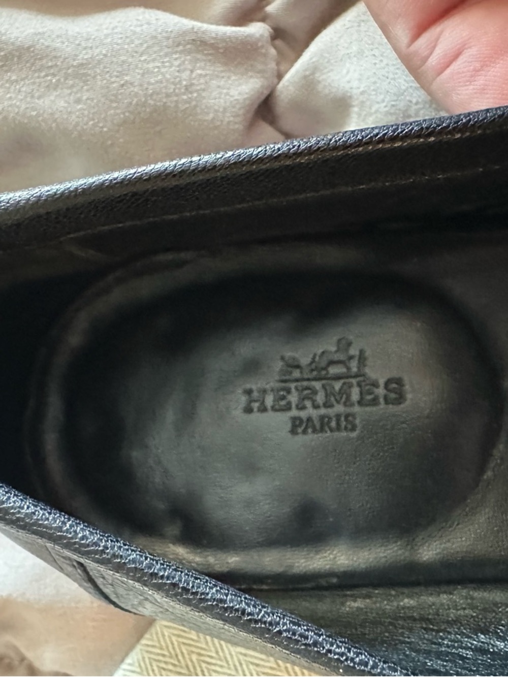 Hermes Black Leather Men's Loafers with Gold H Buckle - Picture 2 of 3